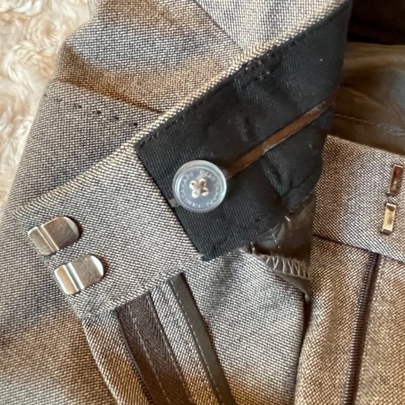 ELIE TAHARI Brown/Beige Wool Stretch Pants - 6 - Picture 3 of 9